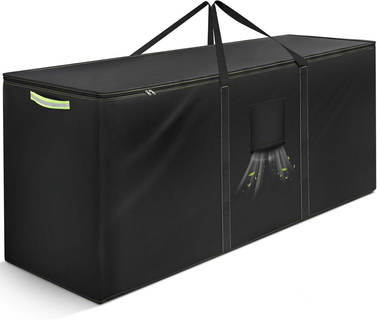 Opbergtas voor tuinkussens, opbergtas waterdicht, 420D zware Oxford-stof opslag tuinkussen met draaggreep, scheurvast, uv-bestendig, dennenboomtas (zwart, 200 x 60 x 75 cm)