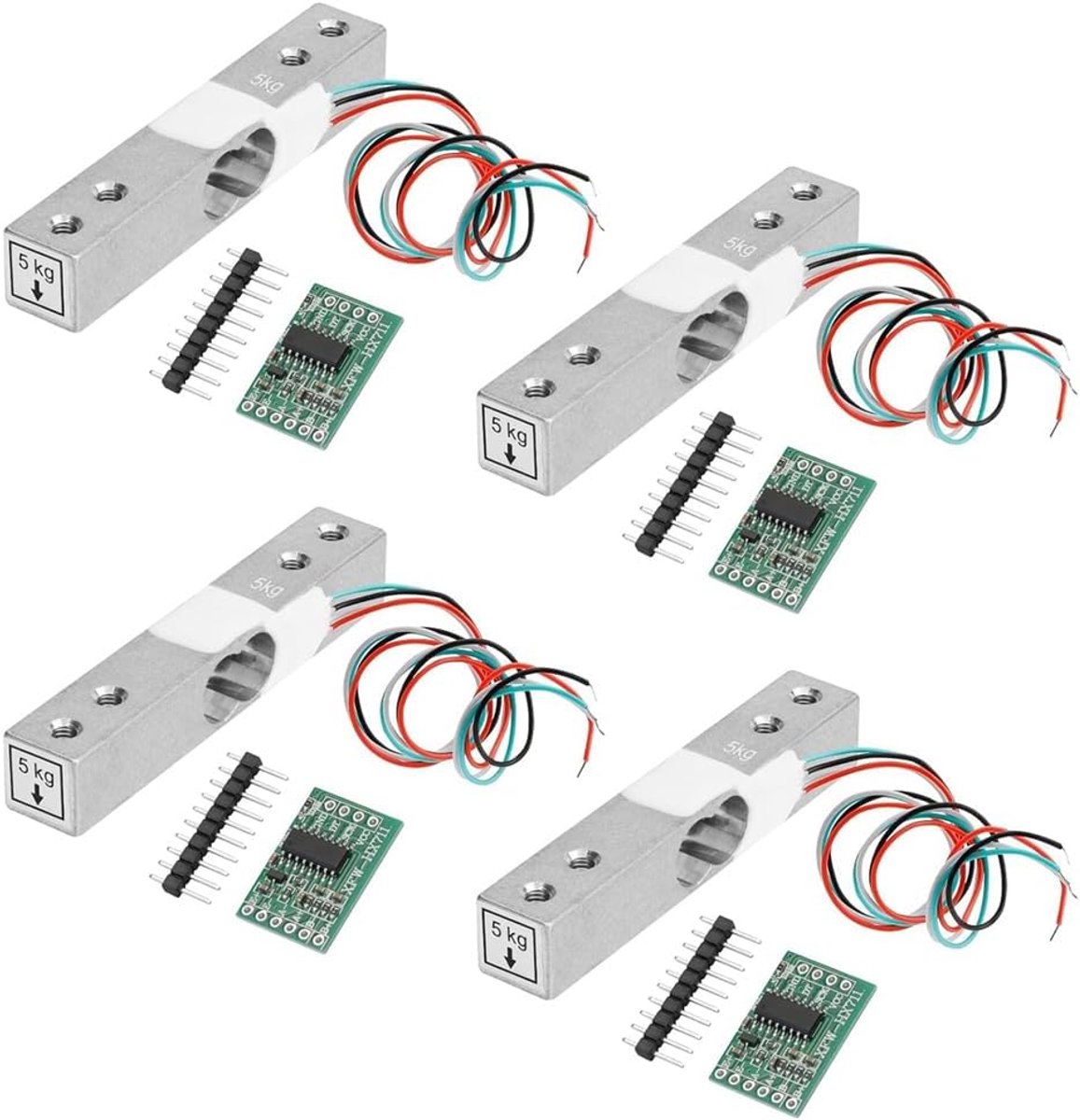 Weegcel-gewichtssensor, 4 sets 5 kg weegcel HX711 AD weegversterkermodule druksensor Ar Duino weegcel
