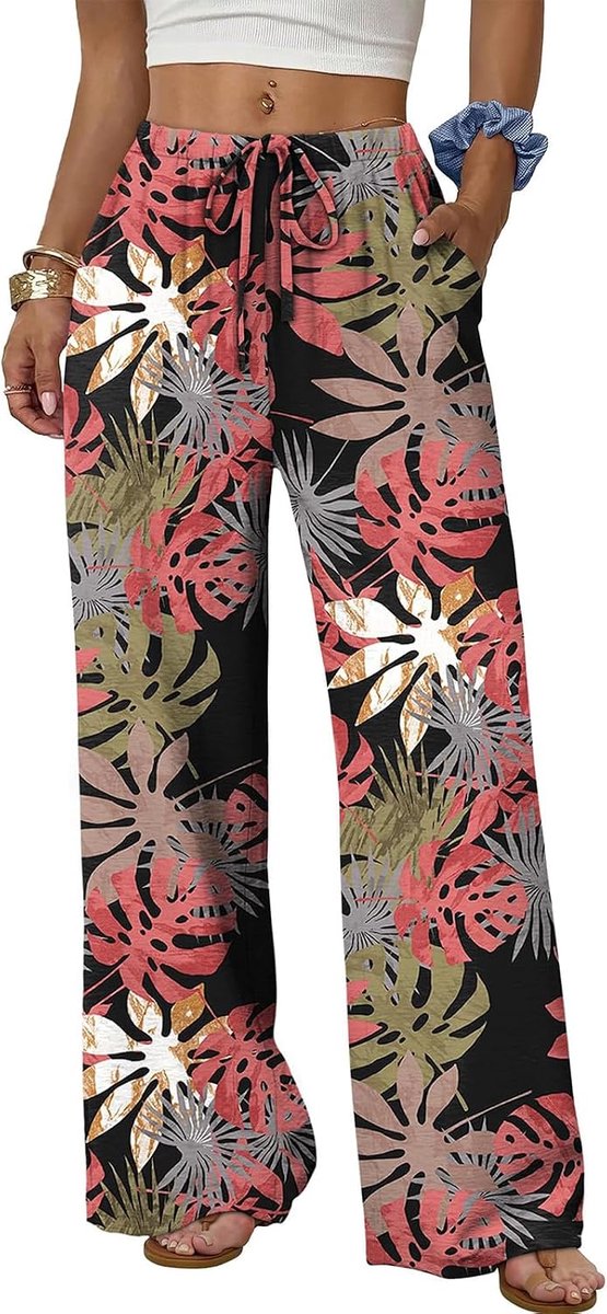 Broek Dames Zomer Elegant met Zakken en Trekkoord Losse Pasvorm Lange Broeken voor Dames Mode Koel