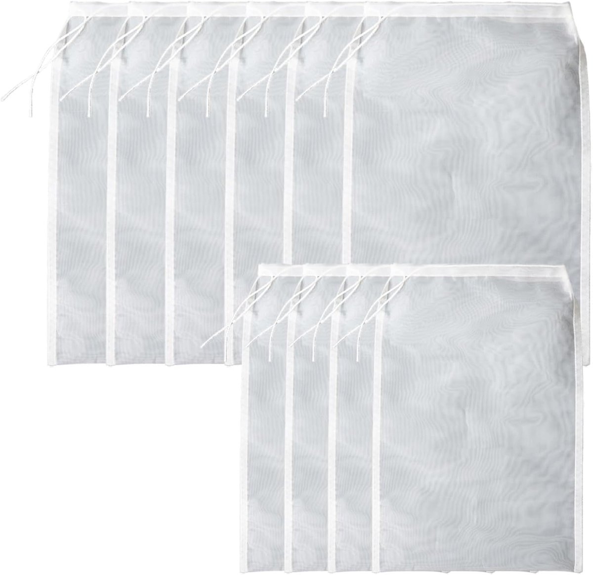10 stuks notenmelkzakken, zeefdoek, herbruikbaar met trekkoord, 15 × 20 cm, 20 × 30 cm, fijn geweven nylon zeefdoek voor notenmelk, kaas, tofu, koffie, yoghurt en vruchtensap