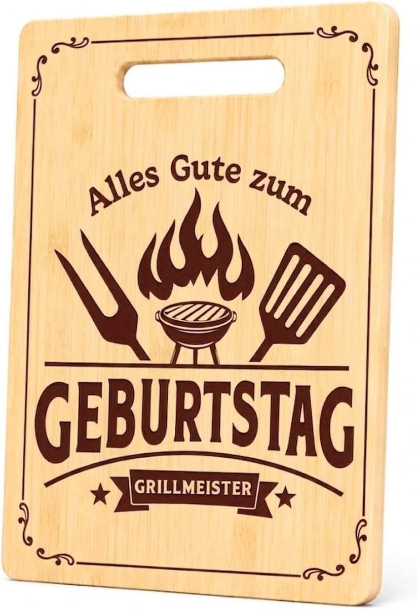 houten plank met gravure verjaardag en grill voor heren, keukenplank, snijplank, hout, gepersonaliseerde snijplank met opschrift, cadeau-ideeën voor papa, echtgenoot, broer