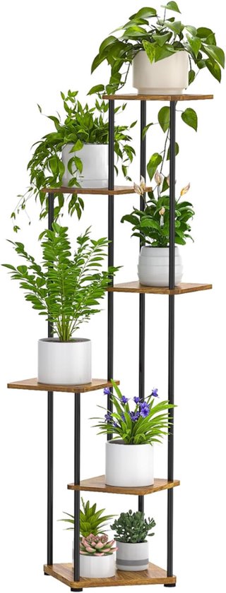 ZRNS® Plantentafel - Plantenstandaard voor Binnen - Plantenzuil - Plantenrek - 6-laags