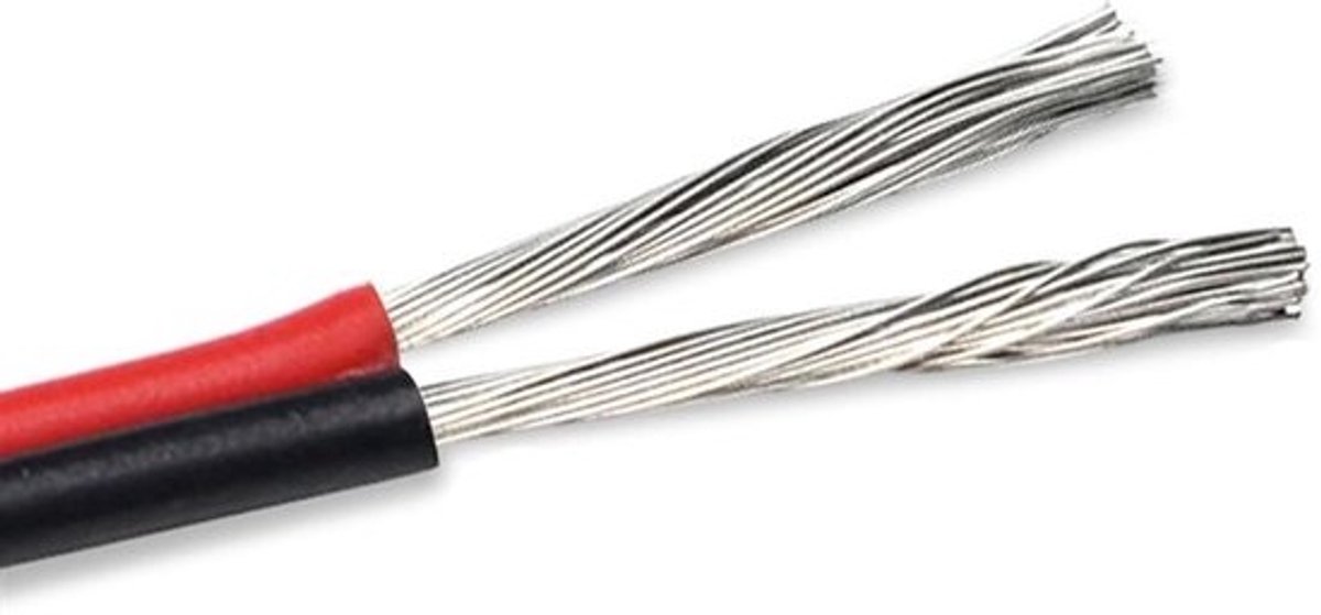 Flexibele LED Kabel - Autodraad Speakerkabel - Elektrische Installaties - Vertind Koper - 100 meter - Rood Zwart