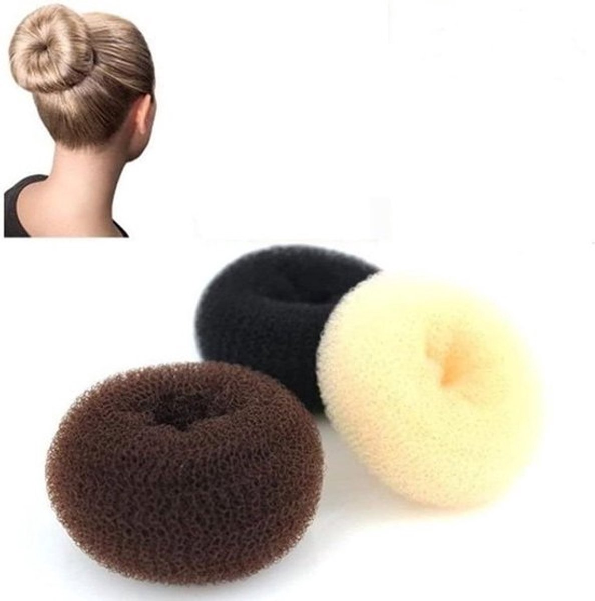 Donut Haarring Set - Kapsel Maker - Haar Stijlen Creëren - Inclusief 3 Maten - 9 Stuks - Diverse Kleuren