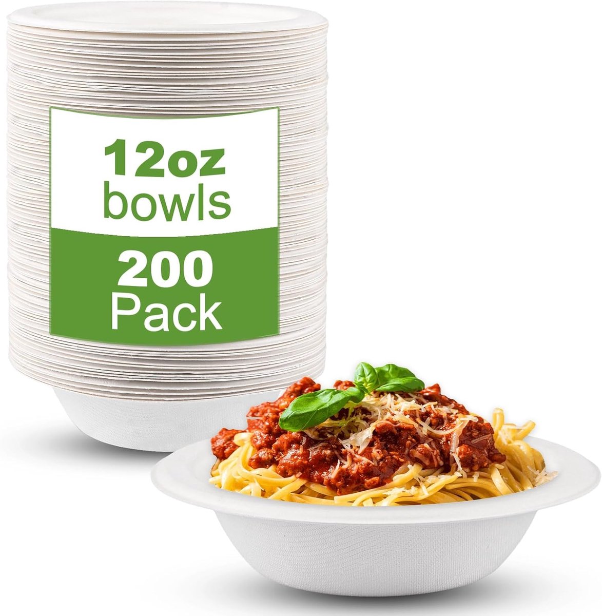 wegwerp suikerriet, bagasse, wegwerpkommen, composteerbaar, soepkommen voor feest, bruiloft, picknick, 200 stuks, 350 ml, bruin