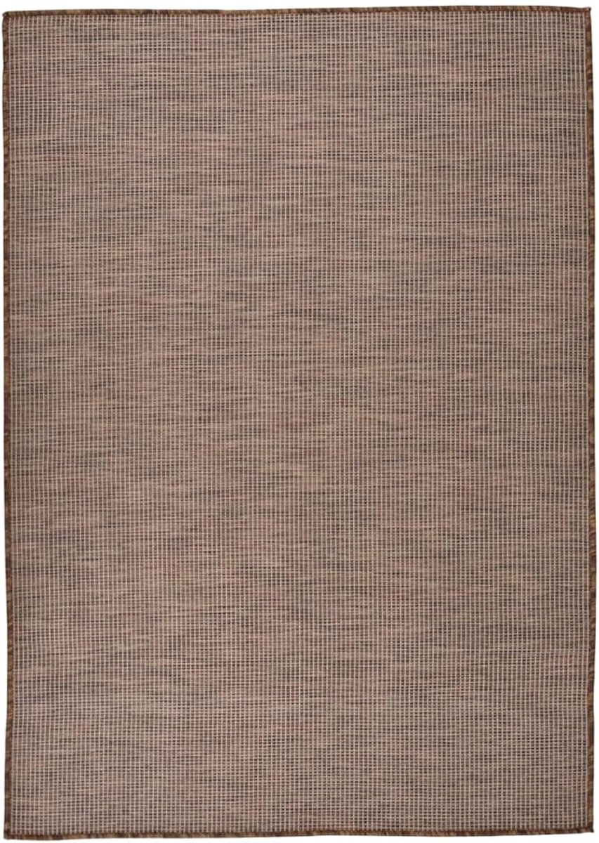 Tapijt, plat weefsel, bruin, 140 x 200 cm, uv-bestendig, weerbestendig, voor terras, balkon, tuin, binnen, van 100% polypropyleen