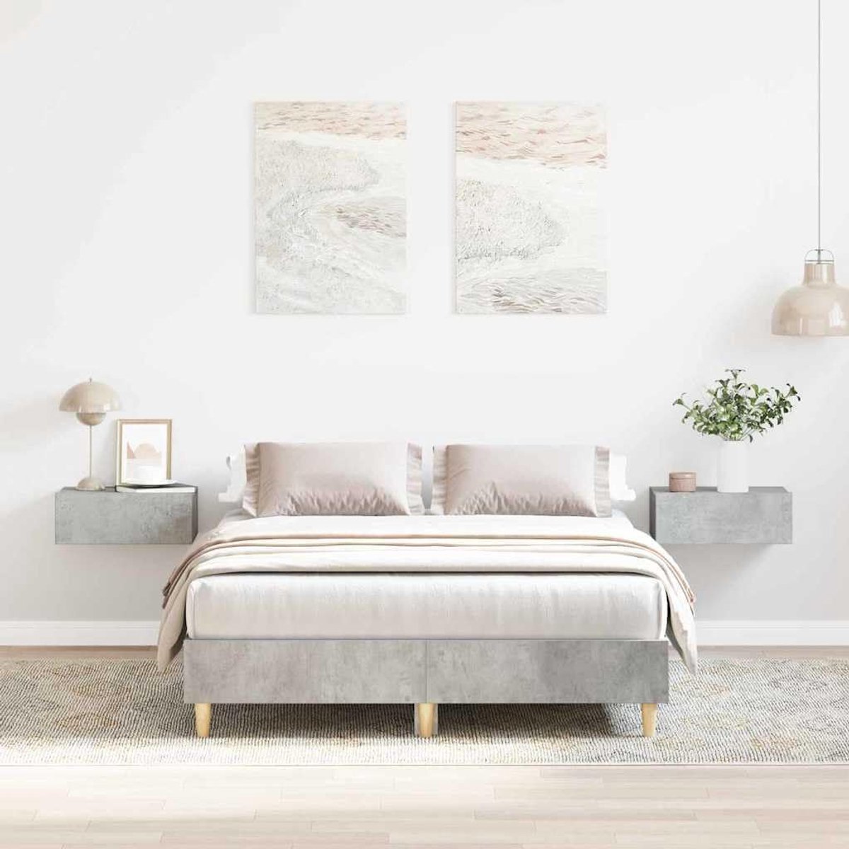 Hout Platformbedframe Minimalistisch Model 120x190 cm Betongrijs