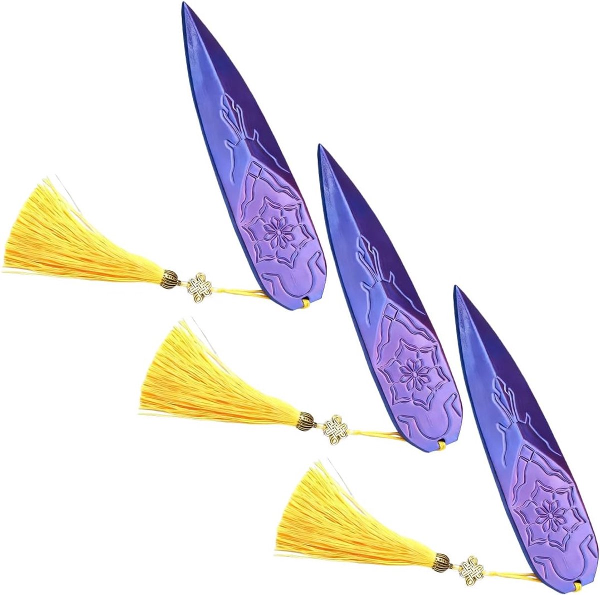 Verpakking met 3 speelgoedpijlen van kunststof voor rollenspellen, decoratieve accessoires met kwastjes, ideaal voor cosplay, kostuumfeesten, festivals en fotoshoots