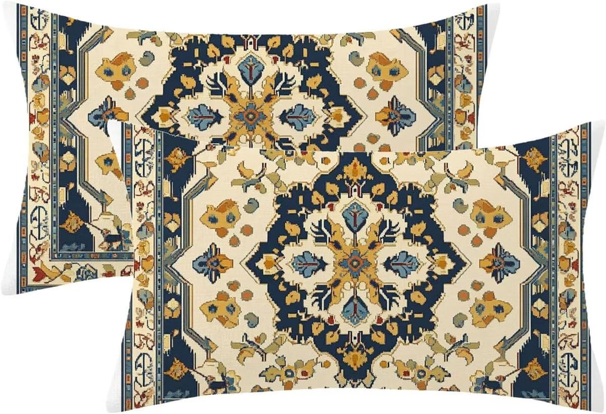 Kussensloop, 40 x 70 cm, 2 stuks, oud bohemien-motief, dubbelzijdig, bedrukt, met onzichtbare ritssluiting, waterdicht, fluwelen materiaal, buitendecoratie, kussensloop, model968
