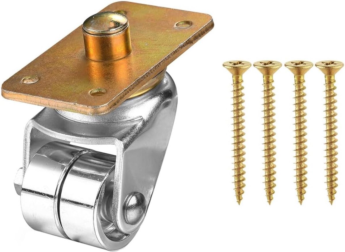 Dailygoods- Piano Wielen 360 Graden Rotatie - Zwenkwielen - Hoogwaardig Ijzer - Duurzaam - Roestbestendig - Inclusief Schroeven - Meubelwielen