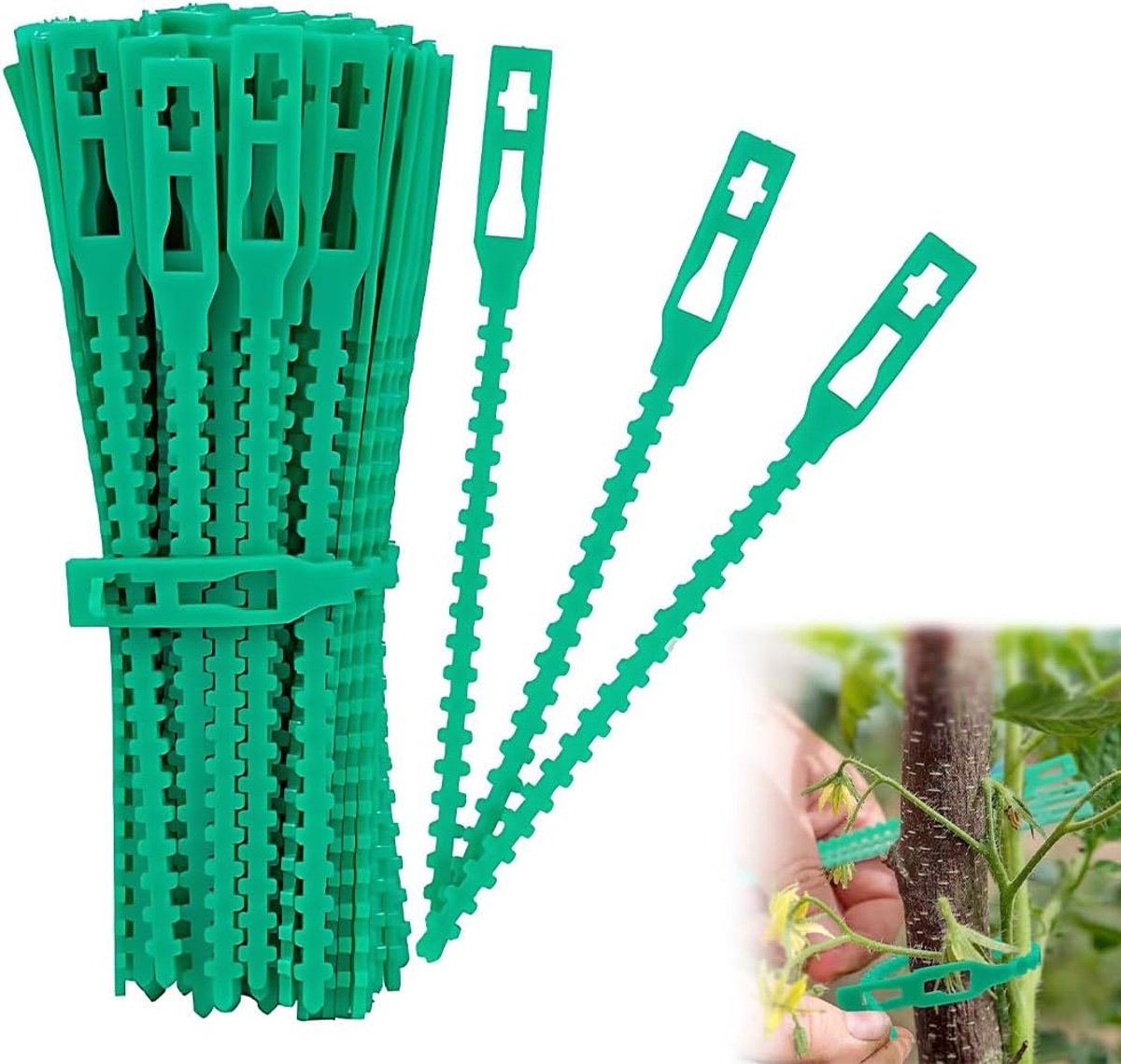 Dailygoods- Plantenbinders 50 stuks - Verstelbare Kabelbinders - Duurzaam Kunststof - Ondersteuning Planten - 13,5 cm - Herbruikbaar - Tuinbinders