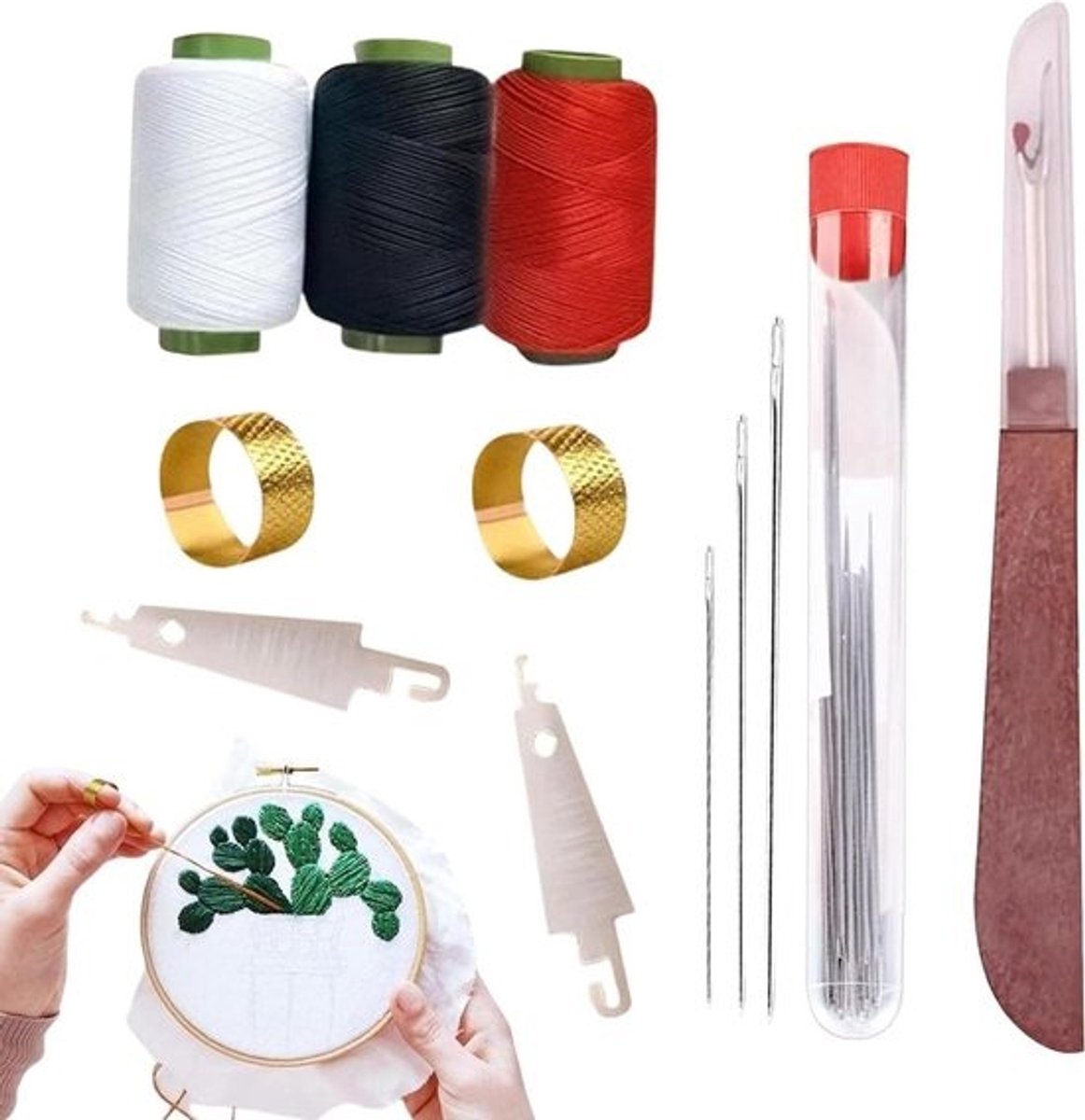 Naaiset - Borduurset Handwerk - Reparatie en Handwerken - 37 Delig Starterspakket - Compact Formaat - Niet Gespecificeerd