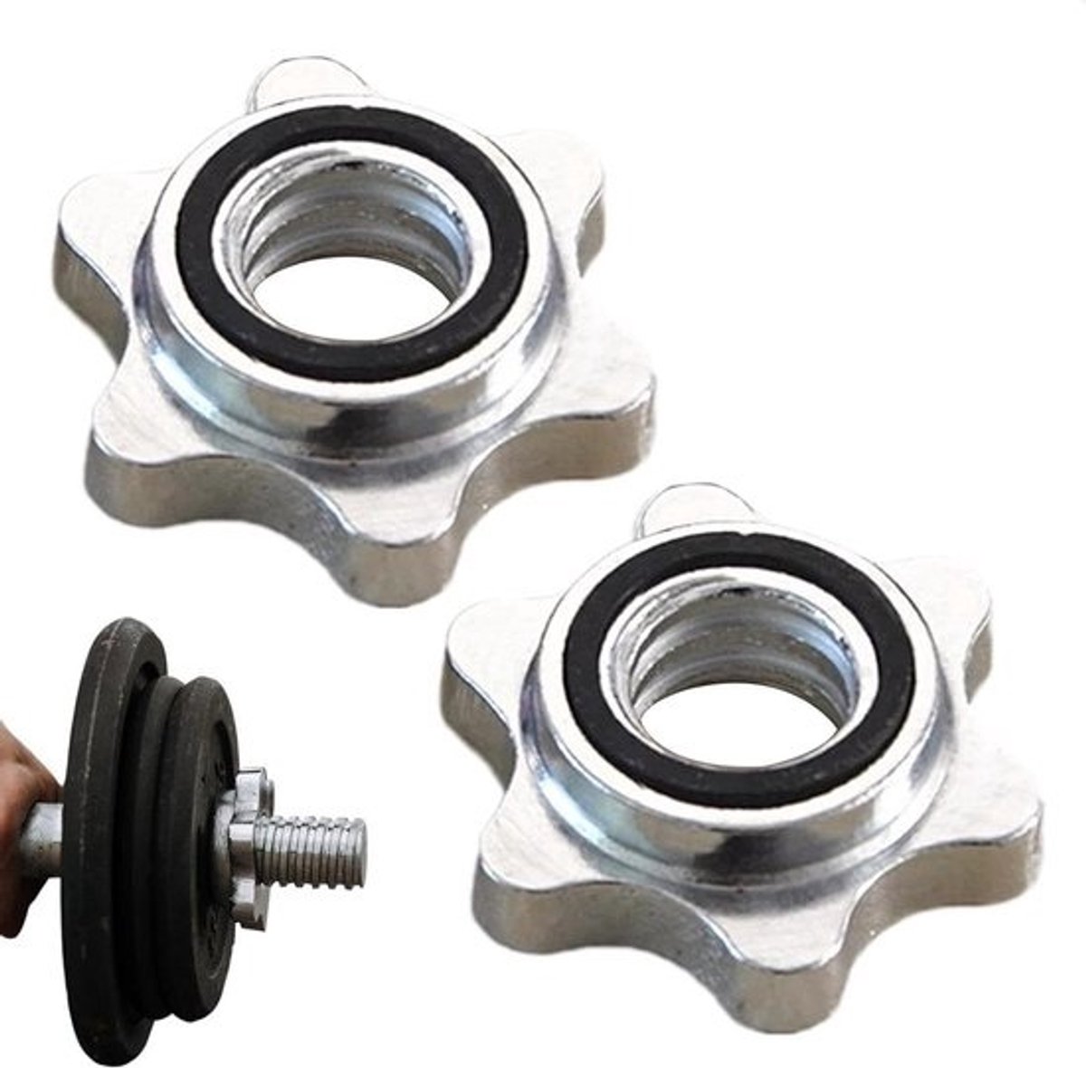 Gewichtskragen Halter - Halterklemmen Gewichtssloten - Krachttraining Beveiligen - Rubberen Antislipring - 2.4 cm Binnendiameter - Zilver
