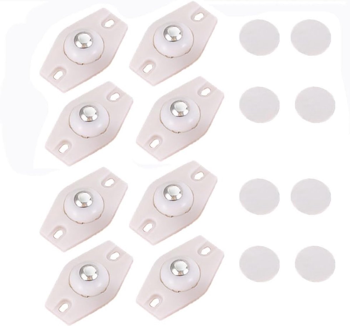 Dailygoods- Zwenkwielen set van 8 - Zelfklevende wielen - Mini roestvrijstalen wielen - Universele kleine wielen - Duurzaam materiaal - Vrij ronddraai