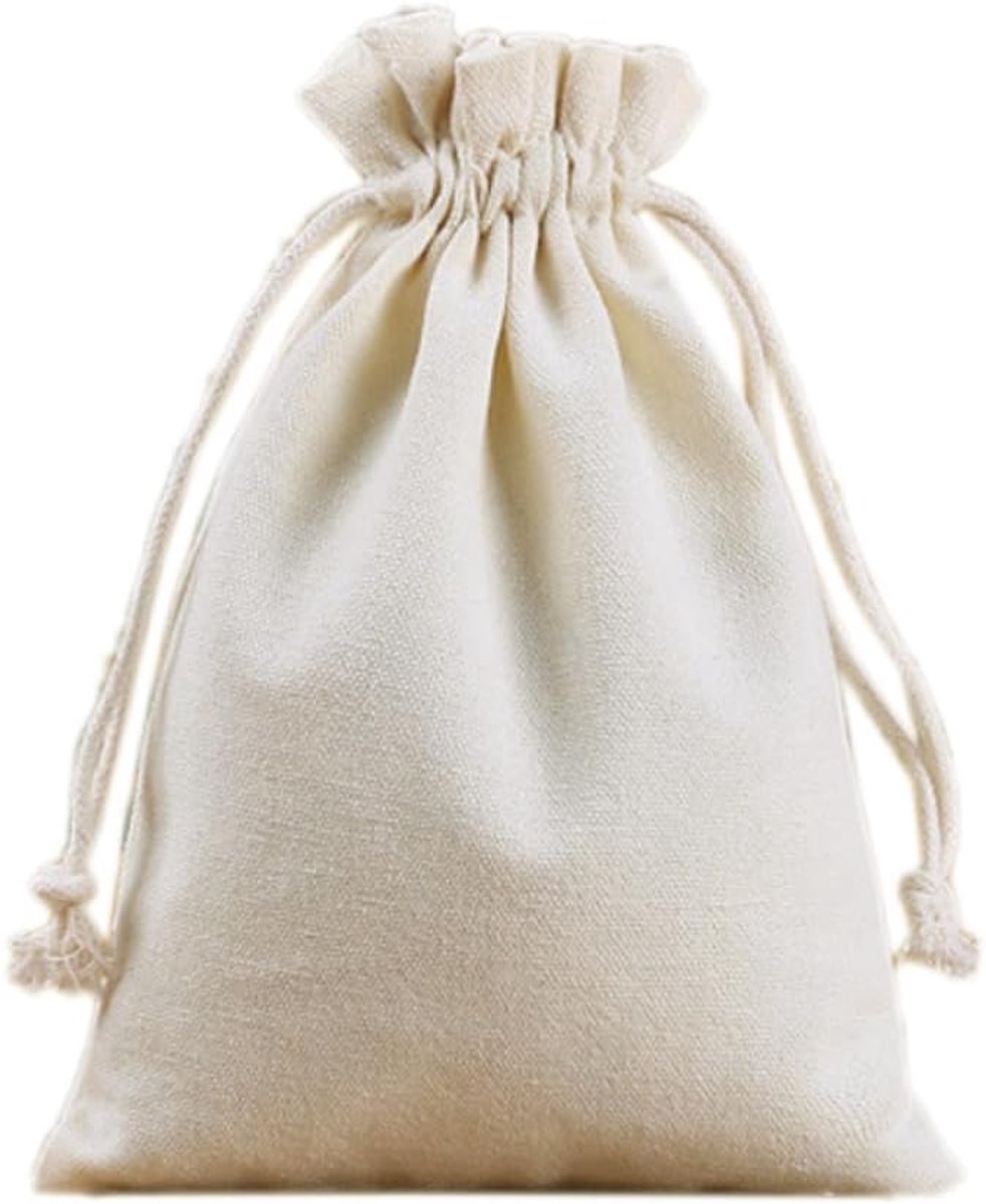 Dailygoods- Trekkoordzakjes 20 x 25 cm - Cadeautasjes - Inpakzakjes - Papieren zakjes - Organza zakjes - 10 stuks katoen - Cadeauzakjes