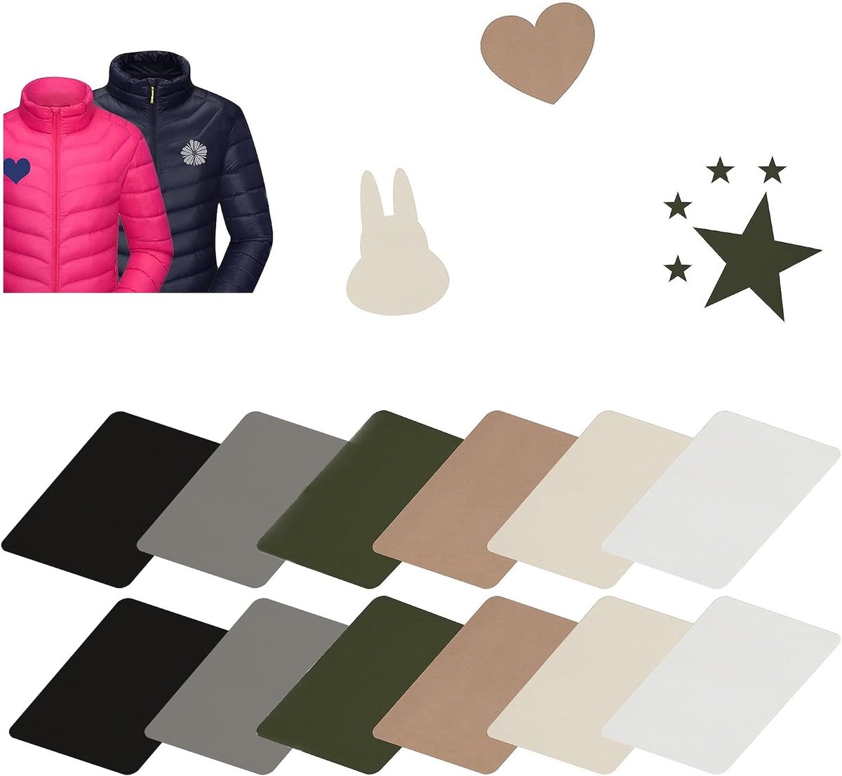 Dailygoods- Reparatiepatches Zelfklevend - Waterdicht - Nylon Stickers - Donsjack/Gordijnen - 12 Stuks - Duurzaam Polyester - Reparatiestickers