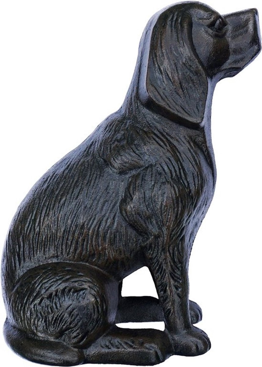 Decoratieve Gietijzeren Deurstopper Hond - Zwaar en Stevig Deurbeeld (Zwart)