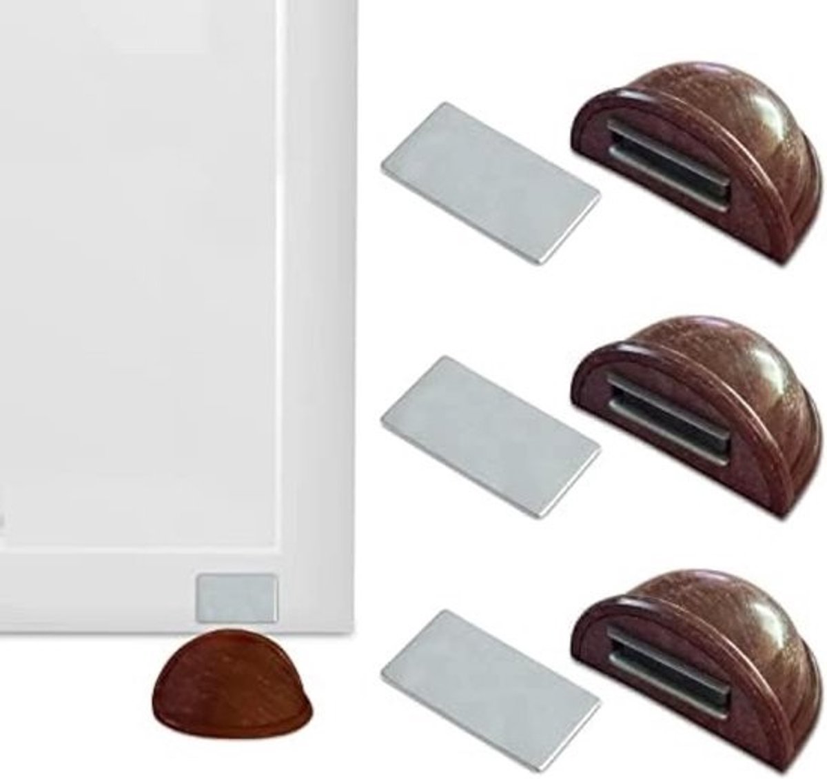 Magnetische Deurstopper voor Vloerbevestiging - Set van 4 Stuks