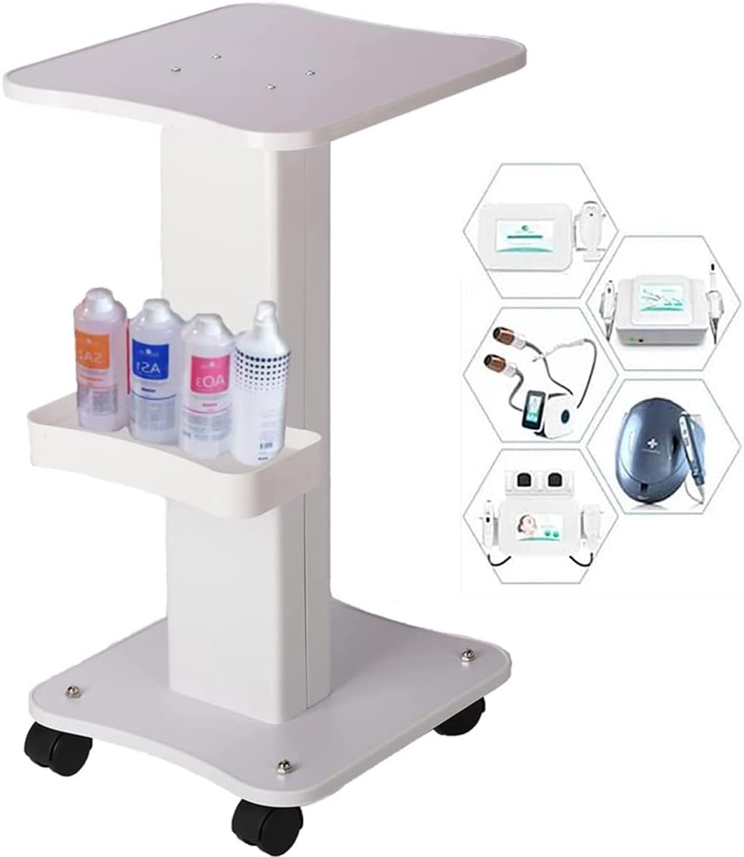 cosmeticawagen, beautysalon, trolley, draagbaar, Abs, werkwagen, schoonheidskar met opbergvak en remwiel, spa, salon, kapper, rolling wagen voor schoonheidsinstrument, medische