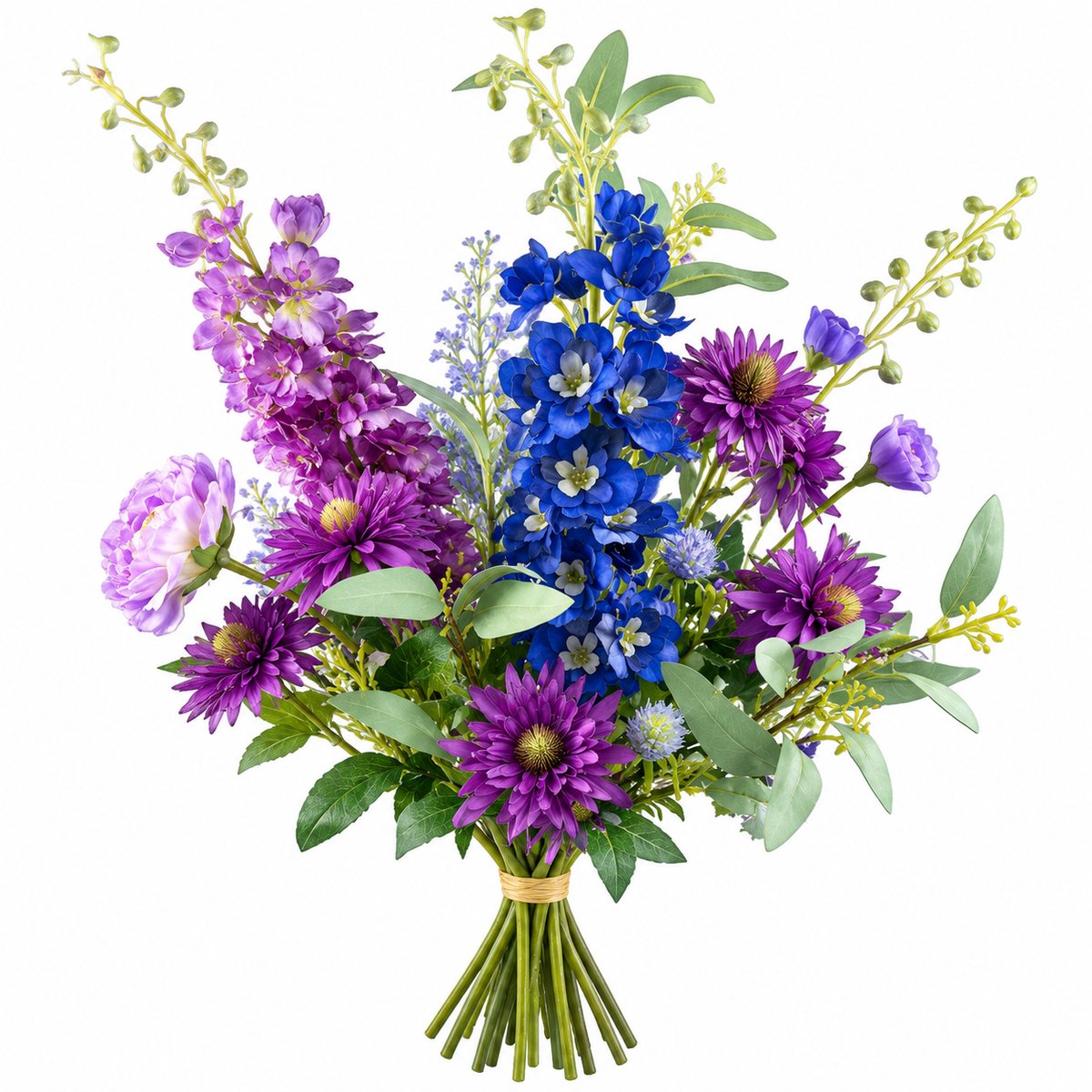 Bloemboetiek Velvet Bloom – Kunstbloemen – Bloemen – Zijden bloemen boeket – Luxe kunstbloemen plukboeket – Paars, lila, blauw en groen – 65 cm – 10 stelen – Vaas niet inbegrepen — cadeau in Wonen & Interieur - foto 8