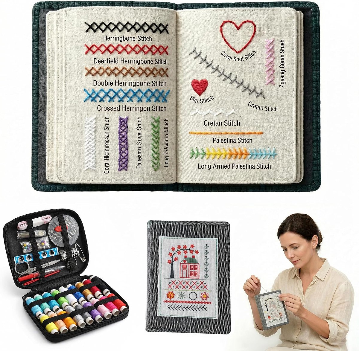 Embroidery Stitch Book Set, borduurboek om zelf te borduren, borduurset voor volwassenen