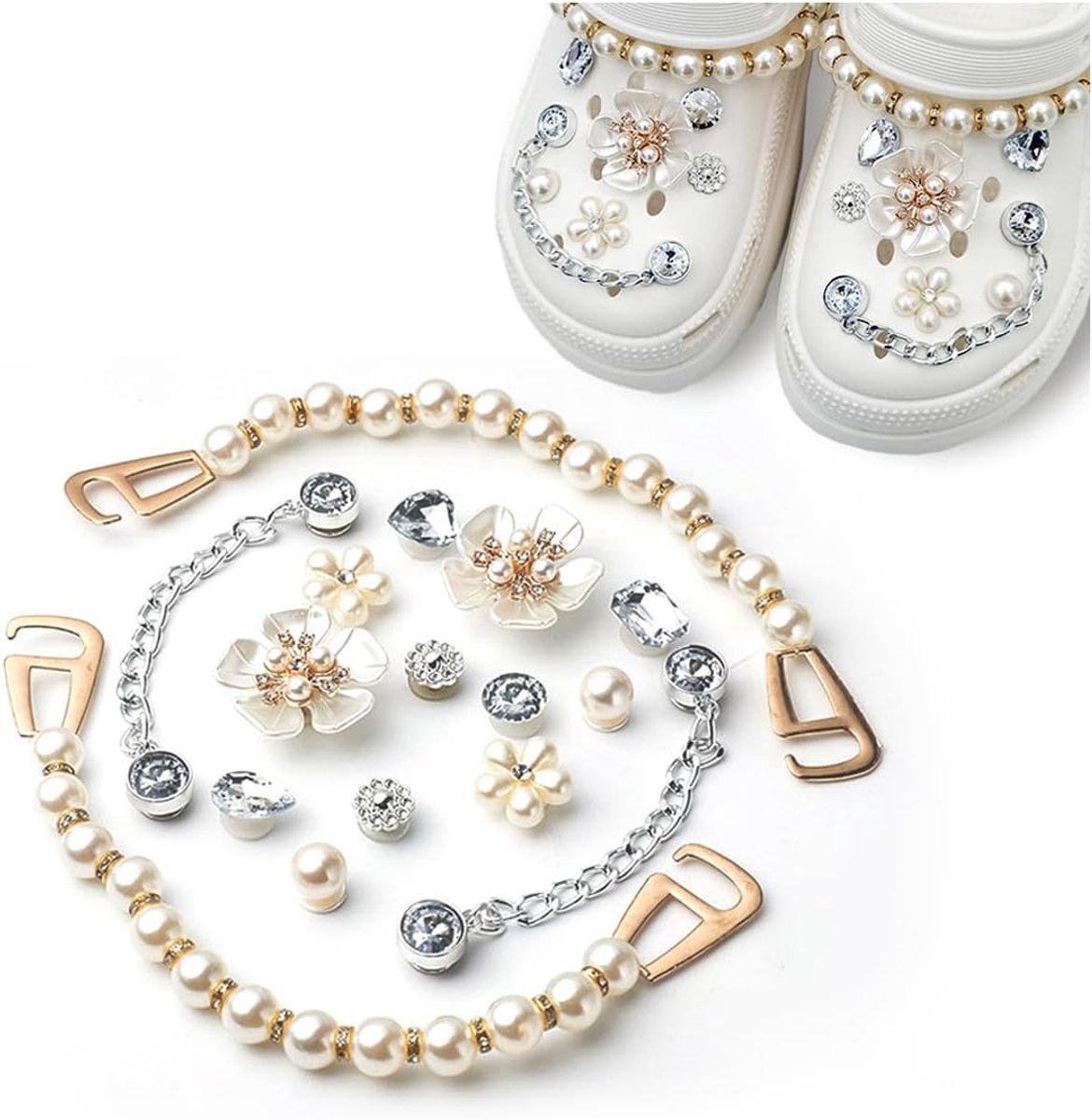 Bedels voor krokodillenbedels, kristallen diamanten strass schoendecoratie, bling esthetische klompdecoratie, meerdere stijlen voor volwassenen meisjes verjaardag kerstfeest