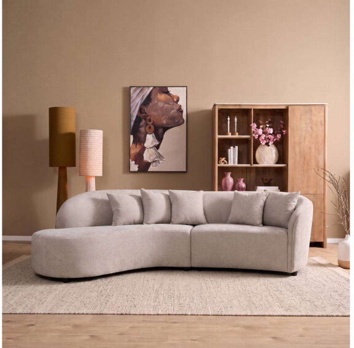 Starfurn - MySofa Novi Hoekbank lounge L + 3 zits - lichtgrijs