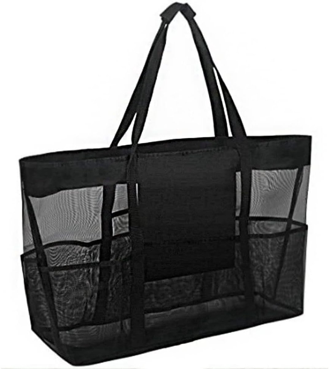 strandtas Tote, opvouwbare schoudertas, extra grote reistas met 6 zakken, zandspeelgoed opbergtas Picknickzakken voor familie Strand Winkelen Vakantie Boodschappenorganisator 70x18x45cm