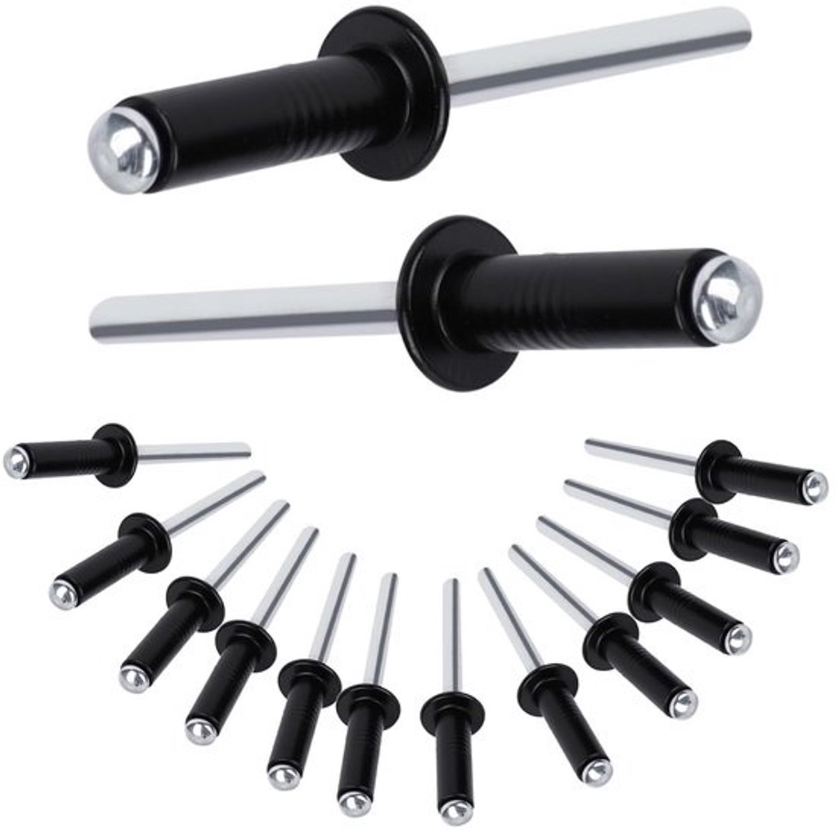 Blindklinknagels Aluminium - Popnagels Set - Verbindingen Maken - Grote Flens - 60 Stuks - Zwart