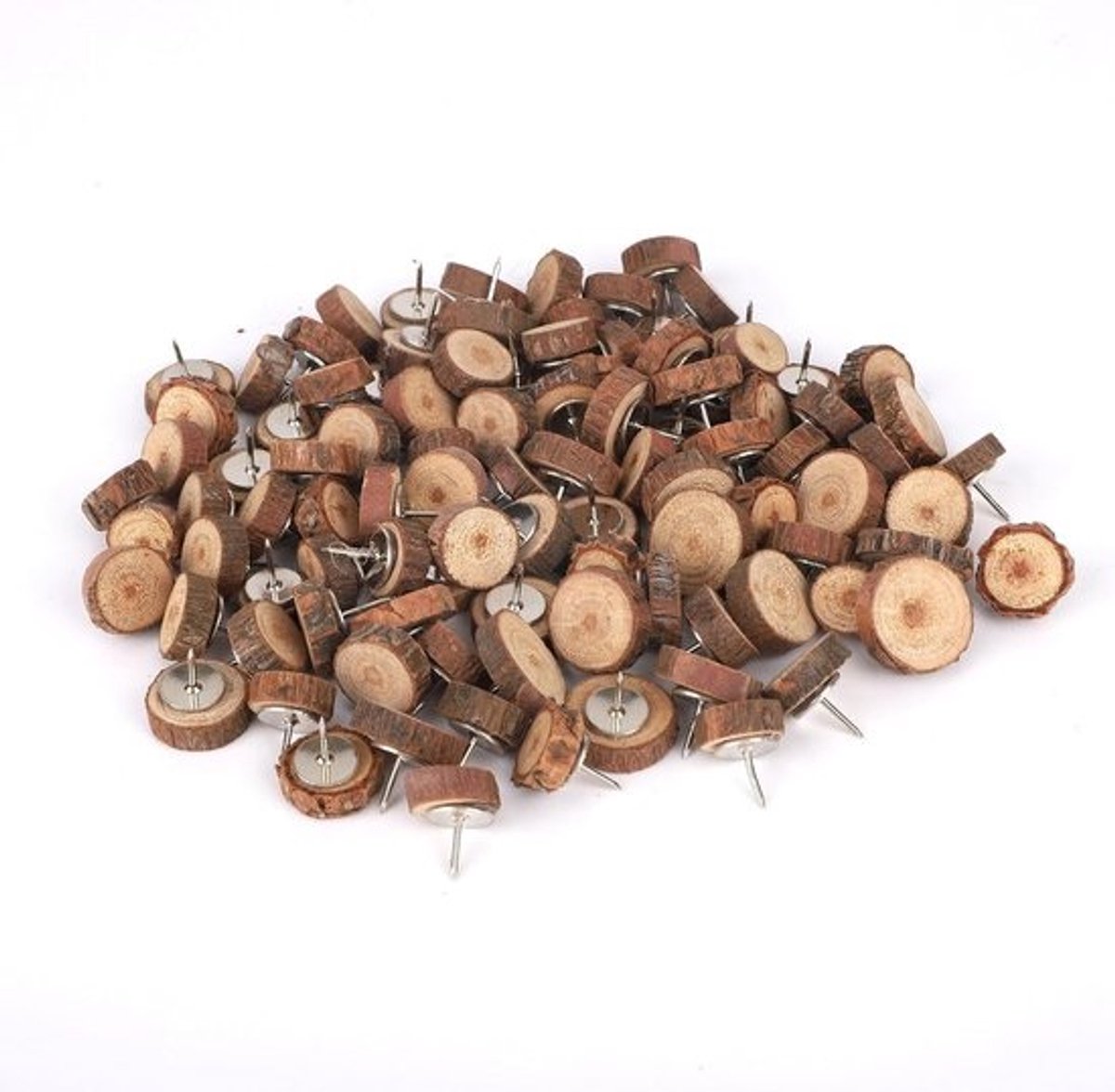 100x Ronde Houten Punaises voor Prikborden en Kantoor