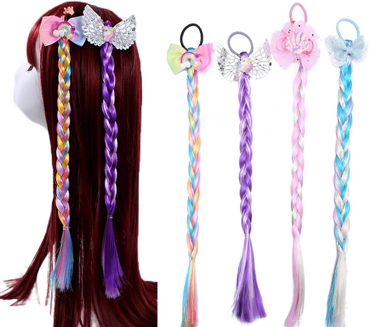 Dailygoods- Haarstukjes met Clip - Haarstukjes voor Dunner Haar - Haarstukjes Dames - Haarstukjes Knot met Elastiek - Synthetisch Haarstukje - Kleurri