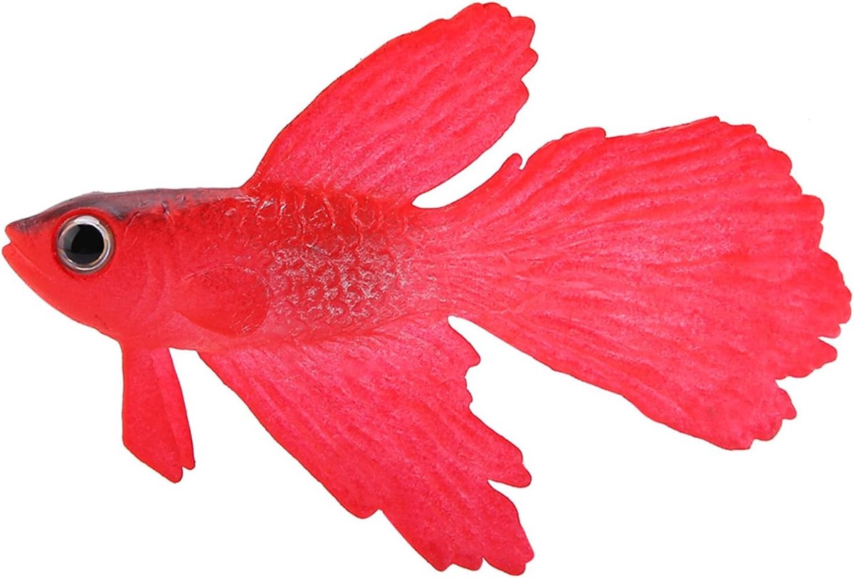 Dailygoods - Aquarium Decoratie - Kunstmatige Siliconen Vis - Veilig Voor Vis - Rood Betta Vis - Levendige Kleuren - Verfraai Je Aquarium