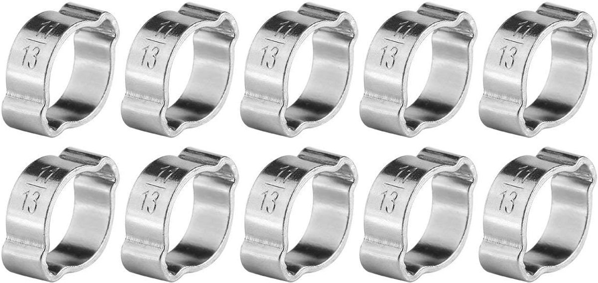 Dailygoods- Slangklem 10 Stuks - Roestvrij Staal - Verstelbaar - Slangklemmen Assortiment - Voor Siliconen/Rubberen Slangen - Geschikt voor Auto's - T