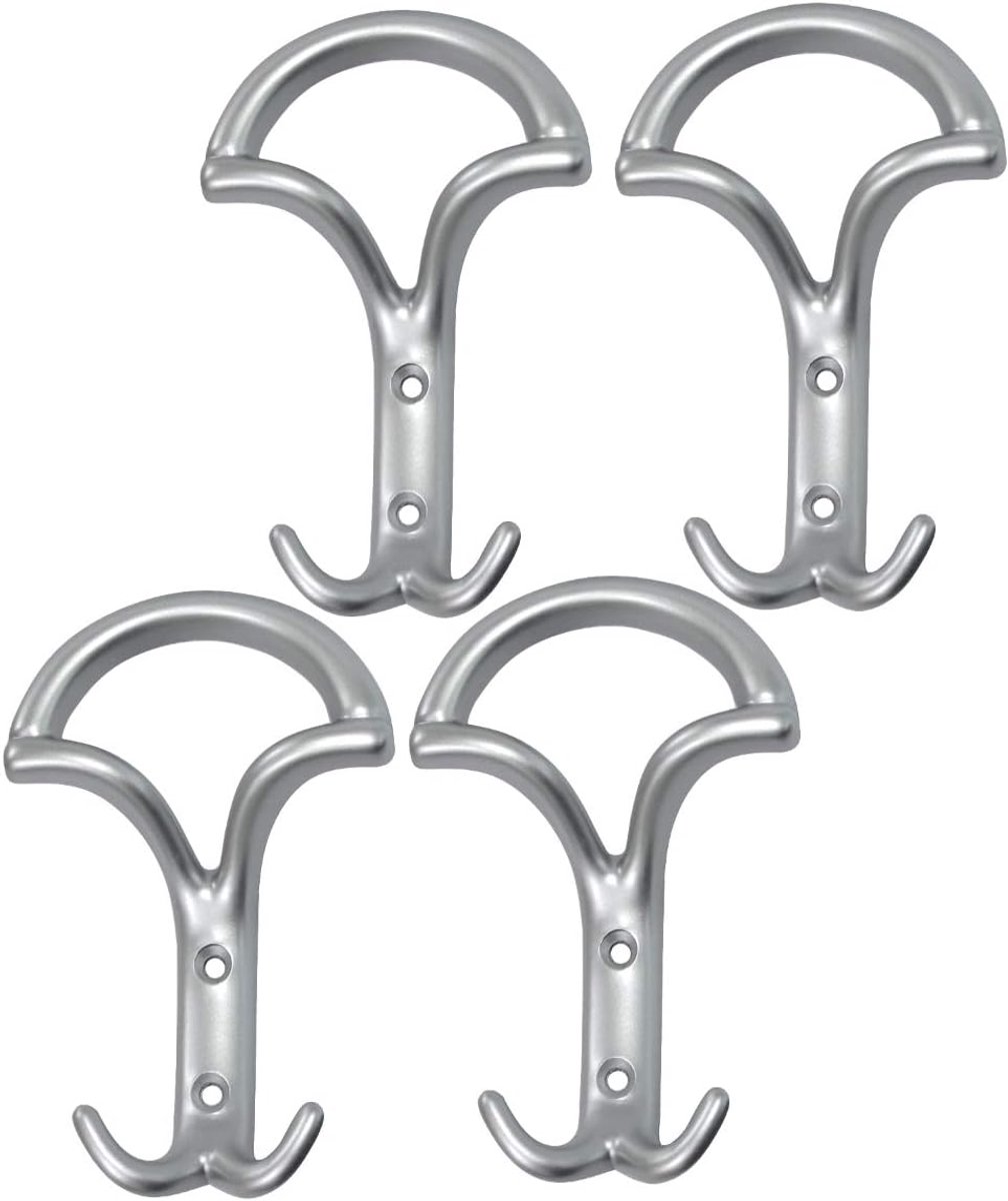 Dailygoods- Wandhaken Set van 4 - Kledinghaken - Metaal - Mat Zilver - 148/96 mm - Voor Deuren/Meubels