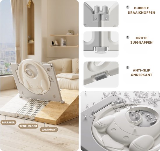 Kaëru Baby Speelbox – Kunststof Grondbox –150x150x63cm – Inklapbare Speelbox – Ruimte thema – Verstelbare Basketbalring – 12+2 Panelen – Veilig Kinderbox Playpen — afbeelding 3