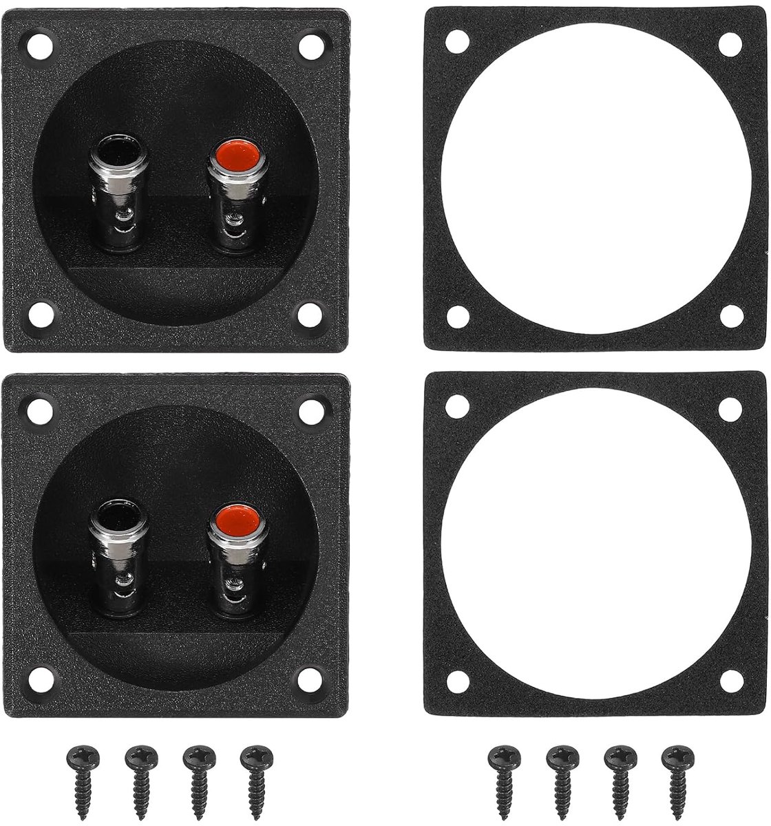 2 stuks terminals voor luidsprekerbehuizing van 2 inch, 2-weg veerstekker voor subwoofer van ABS met dubbele klemmen voor autoluidsprekers en subwooferluidsprekers