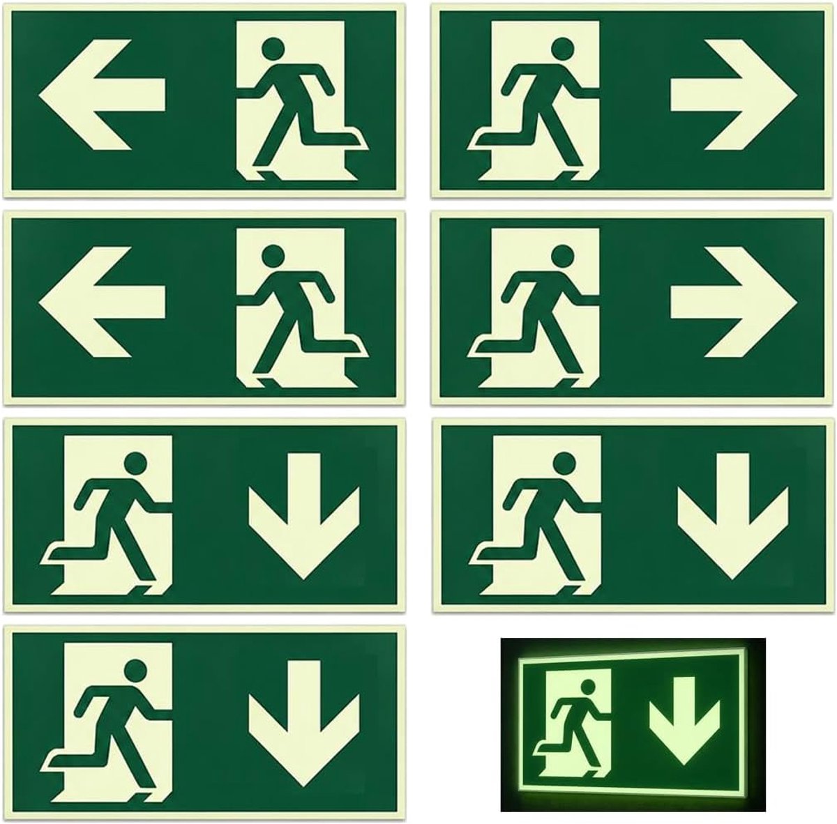 Fotoluminescent, 7 stuks, zelfklevende vluchtrouteborden