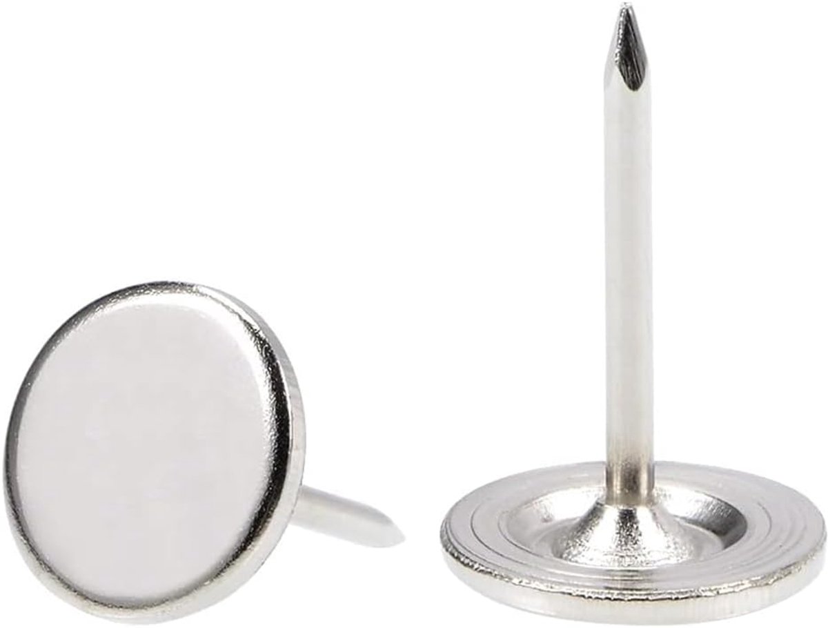 Dailygoods- Pushpinnen 150 stuks - Zware Decoratieve Duimspijkers - Platte Kop - Duurzaam Metaal - 11 mm x 17 mm - Voor Thuis/Office Gebruik