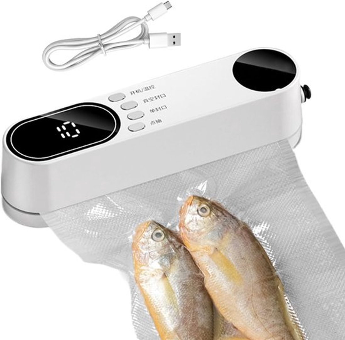 Vacuümmachine - Voedselsealer Draadloos - Voedsel Vers Houden - Compact Draagbaar Ontwerp - 19.5 cm - Wit