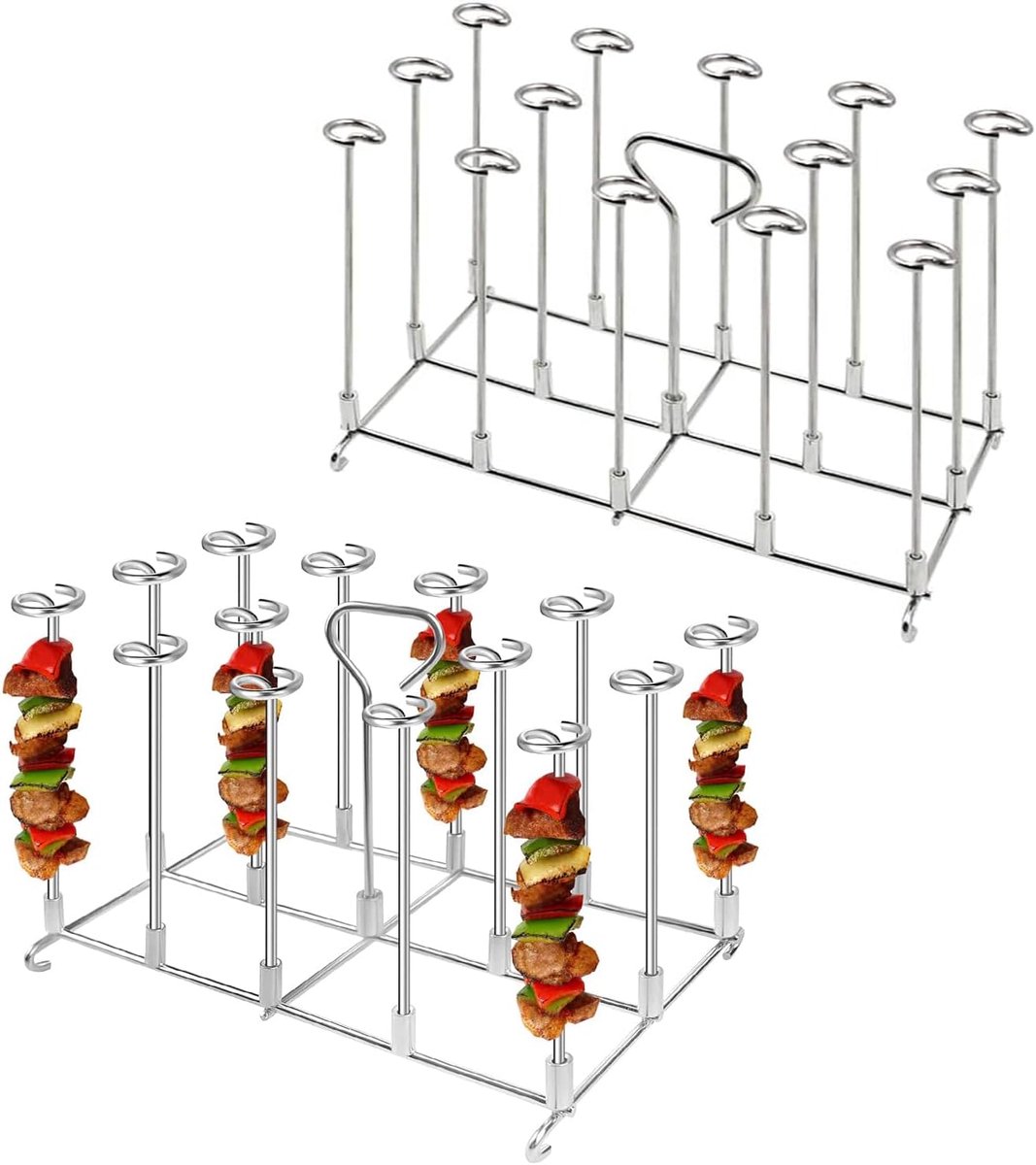Dailygoods- Spieshouder - 2 Stuks - Roestvrij Staal - Kabob Houder - Geschikt voor Ninja Foodi AF300UK/AF400UK - Antiaanbak Skewers - Optimale Warmtev