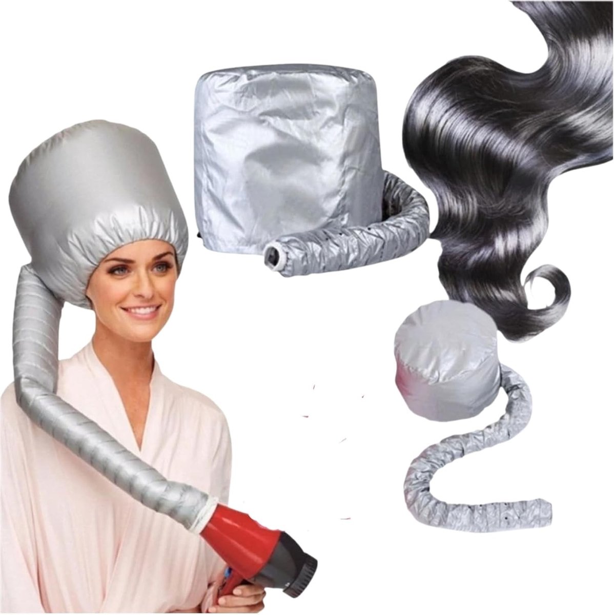 Droogkap voor Haar - Grijs - Polyester - Voor Diepteverzorging en Styling