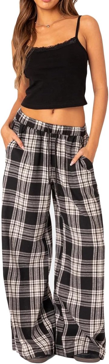 Pyjamabroek voor dames, zomer, pyjamabroek, slaapbroek, lichte gestreepte lange broek, Y2k loungebroek, zomerbroek, vrijetijdsbroek, nachtkleding