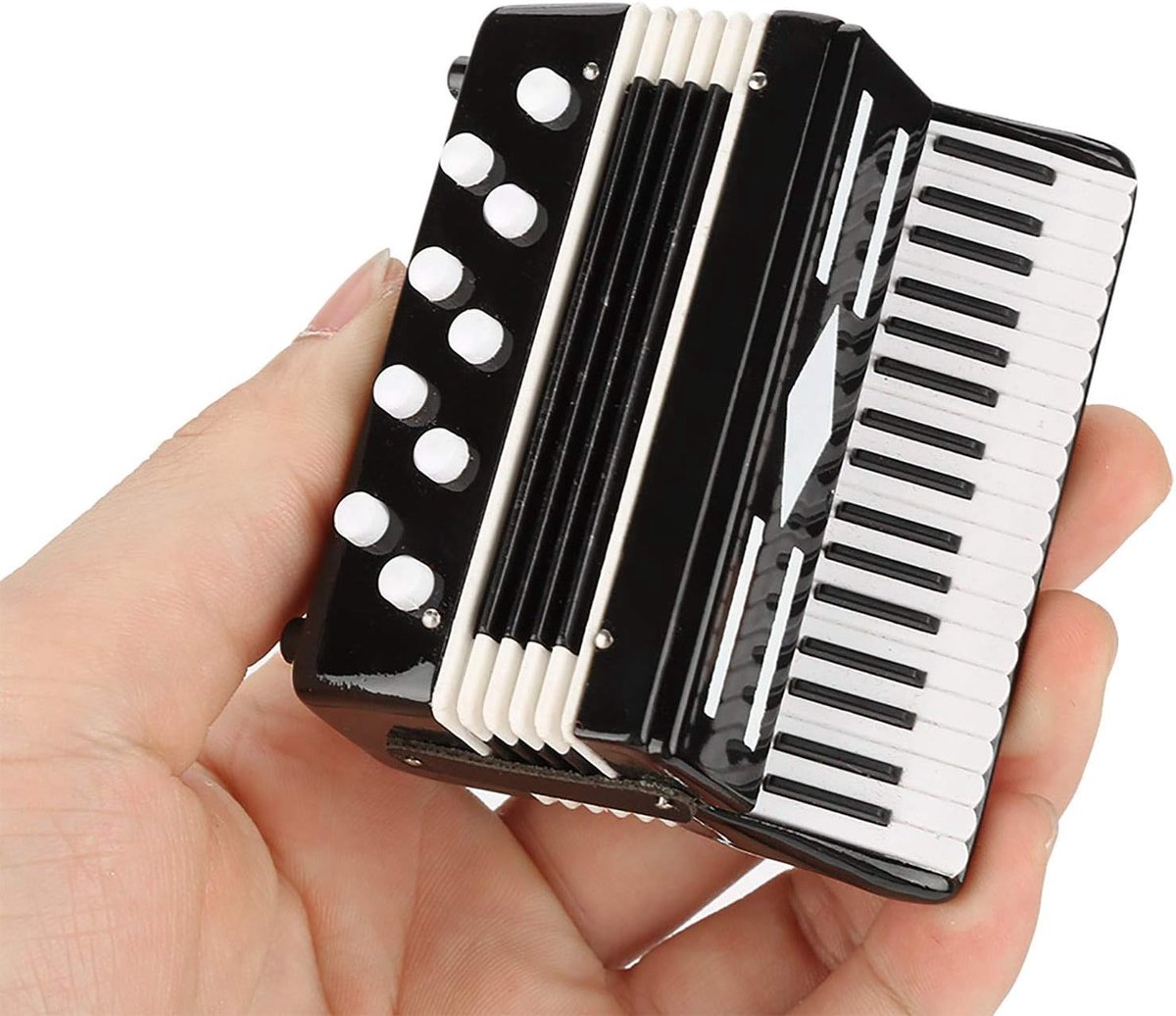 Dailygoods- Miniatuur Accordeon - 3 Inch Accordeonmodel - Decoratieornament - Kunststof/Metaal - Lichtgewicht - Handgemaakt - Inclusief Opbergdoos - D