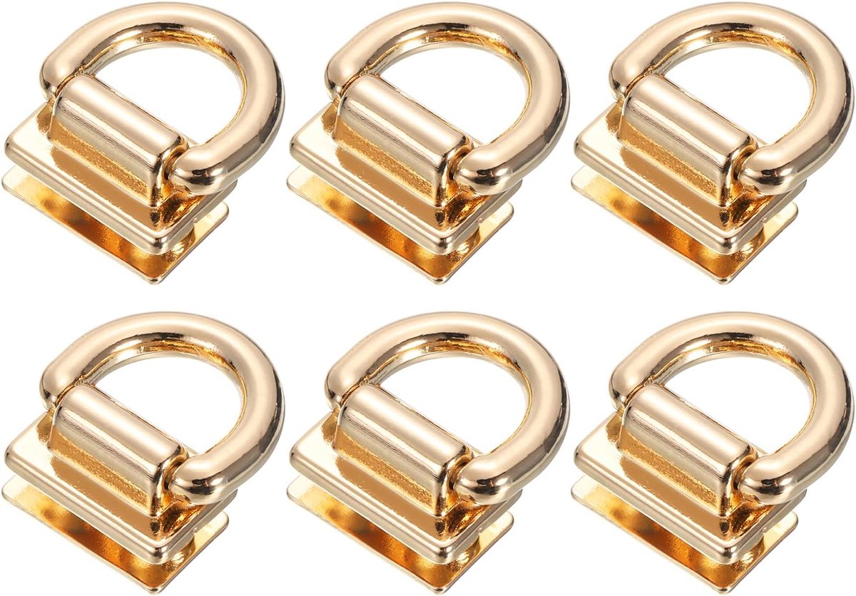 Metalen tasconnector met D-ring, 6 stuks handtashangers van 18 mm met schroeven voor het maken van handtassen, sleutelhangers en riemen (lichtgoud), Licht Goud, 18mm