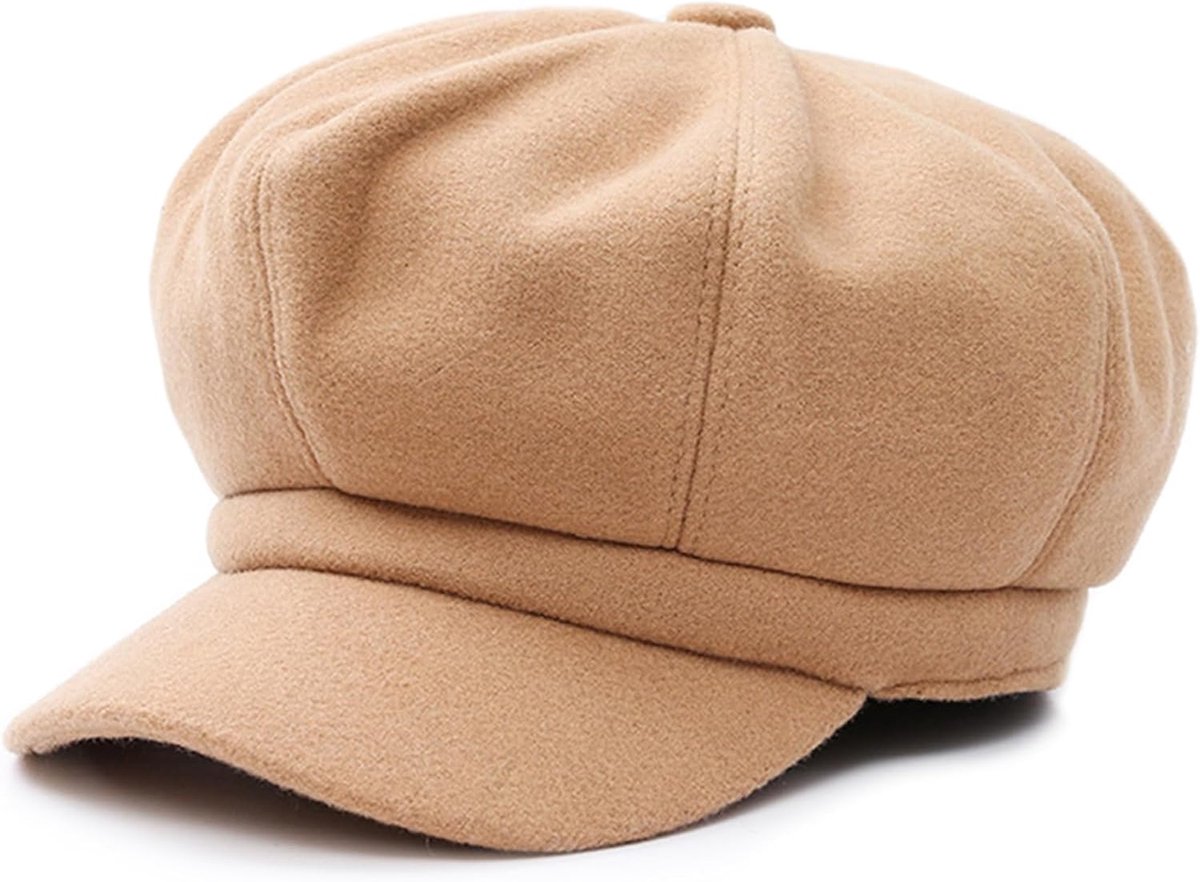 Baskenmuts voor dames, gebreide muts, lente, herfst, winter, muts, zachte schilder, muts, baret, muts, achthoekige hoed, 54-60 cm