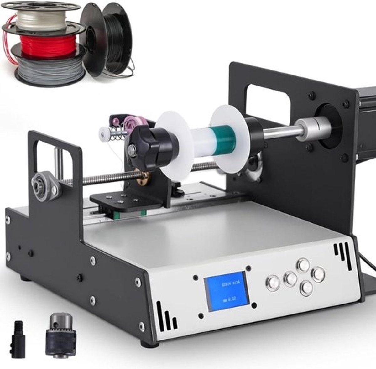 Automatische Wikkelmachine - Spoel Wikkelaar - Precisie Wikkelen - Geheugenfunctie LCD - 10 cm diameter - Grijs