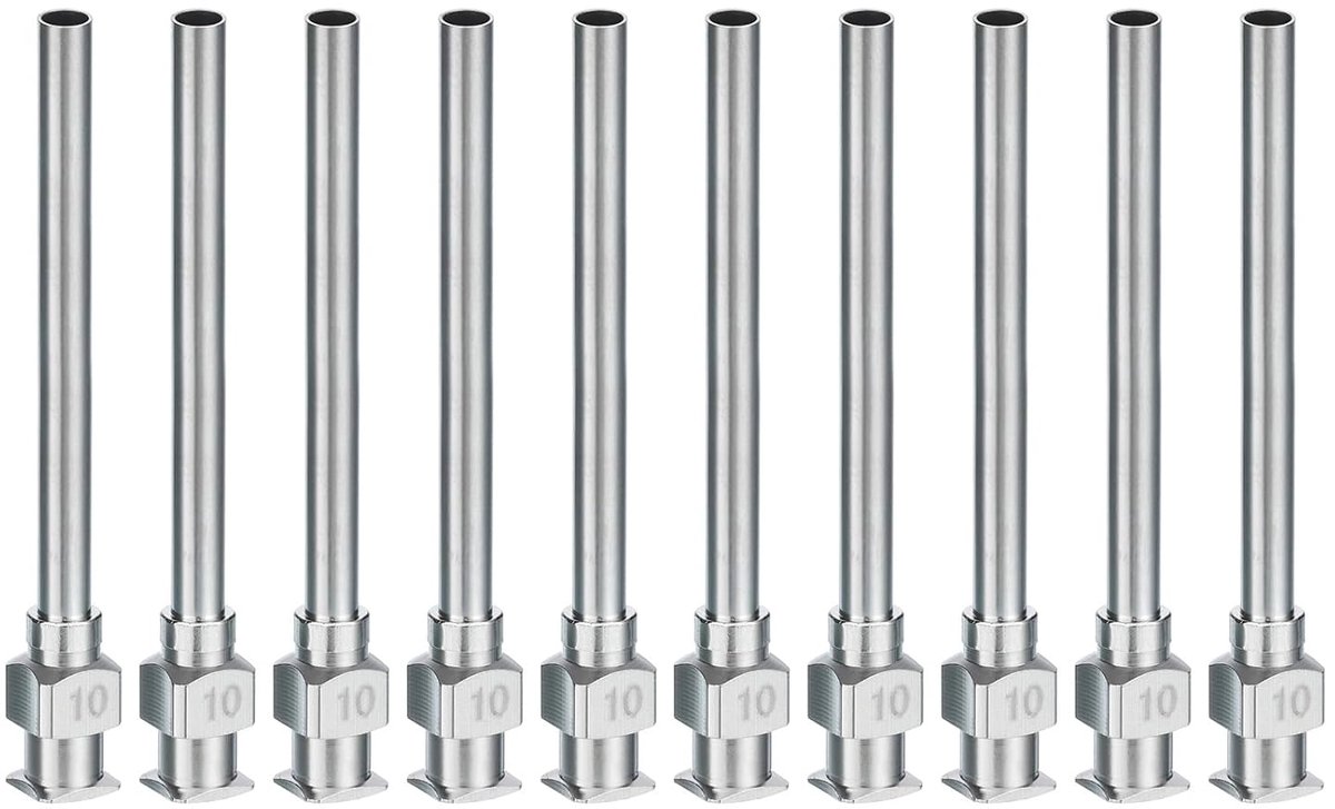 Doseerkanaaltjes, stompe punt, 10 stuks, 10 stuks, 3,8 cm, roestvrij staal, vloeistofdoseercanules met Lure Lock voor het bijvullen van vloeibare inkten, lijm