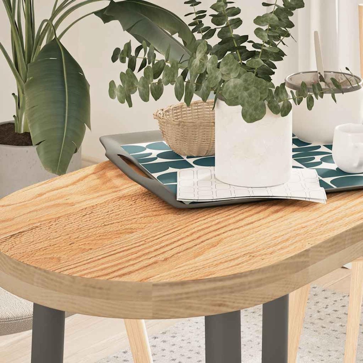 Houten tafelblad, vervangend tafelblad, vervangingsplaat voor tafel, geschikt voor café, restaurant, hotel, eetkamer, 80 x 40 x 4 cm, massief eiken ovaal