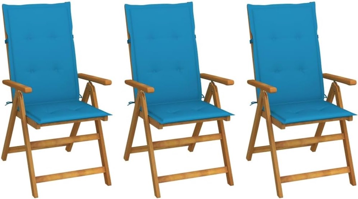 Klapstoel van massief acaciahout met 5-voudig verstelbare kussens, voor terras en terras, olieafwerking, inclusief verzinkte hardware