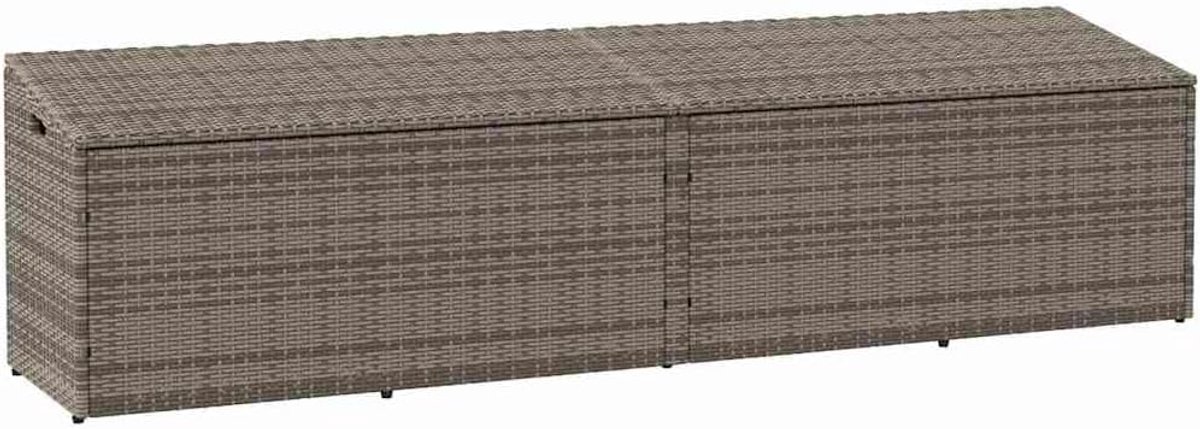 Opbergdoos voor tuin, hars, gevlochten, 220 x 50 x 58 cm, grijs